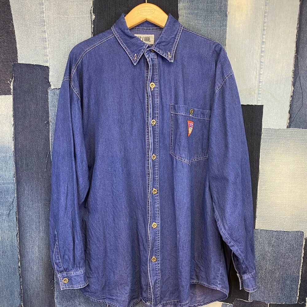 90’s Zip Code  Oversized Jean Button Shirt